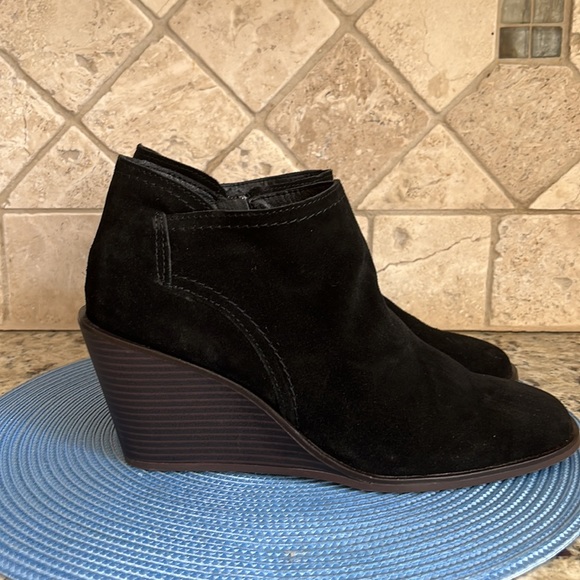 Lucky Brand Black Suede Wedge Booties - Picture 2 of 10